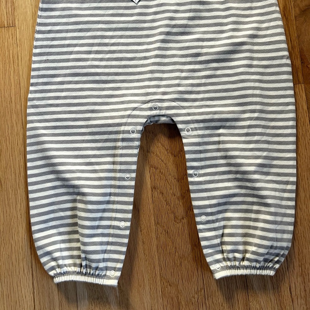 QUINCY MAE smocked periwinkle stripe jumpsuit romper size 18-24 month - Picture 7 of 10